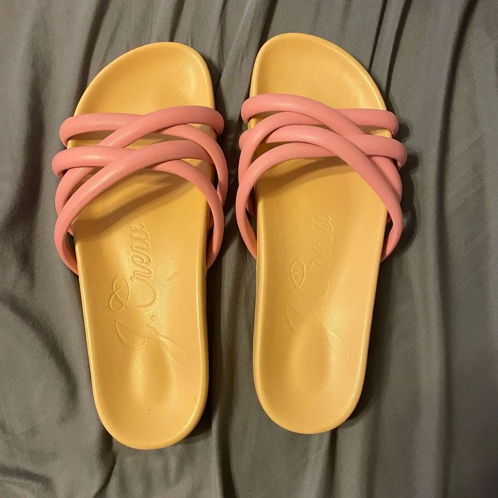 J Crew Pacific Cushy Leather Women's Pink Slide Sandals size 8.5‎